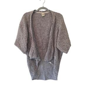 Roxy Gray Open Knit Cardigan Sweater Medium Cotton Boho Beach